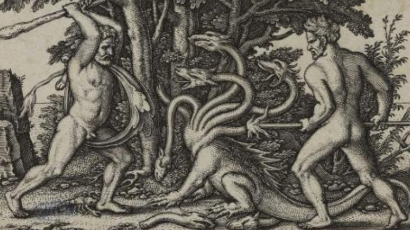 Hercule abat l'Hydre de Lerne, Estampe, 1545